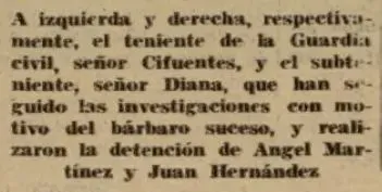 Recorte prensa teniente Cifuentes – El niño antonio zambudio asesinado en llano de brujas
