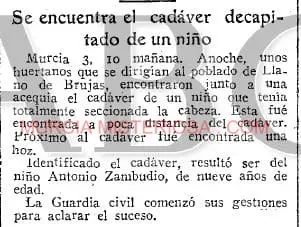 ABC cadáver decapitado – El niño antonio zambudio asesinado en llano de brujas